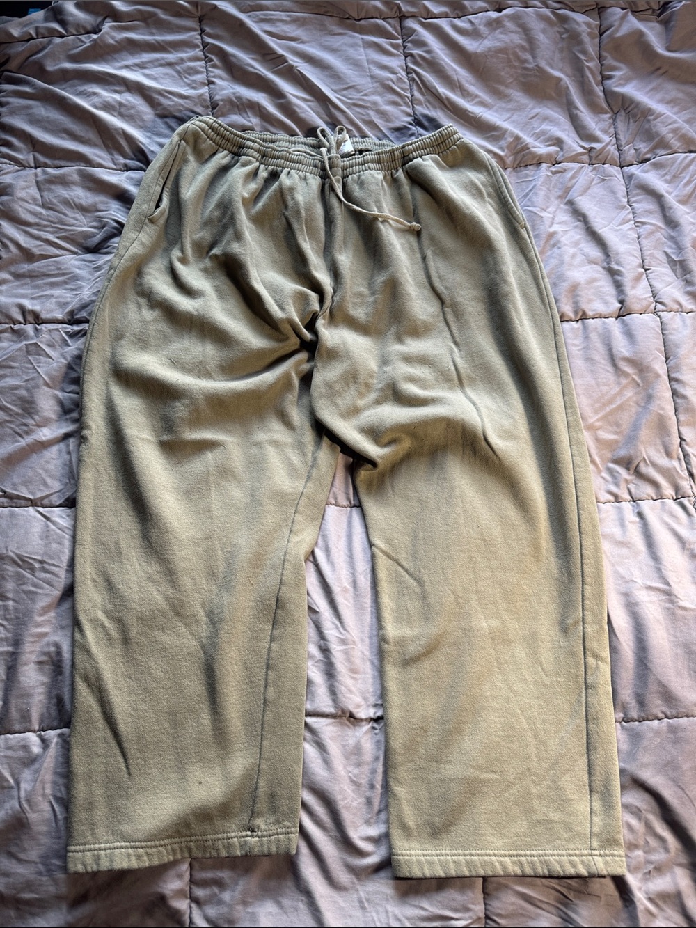 Relaxed Olive Track Joggers with Drawstring Waist